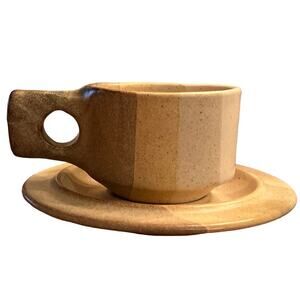 Vintage 70s Salishan Cup Saucer Set Jim McBride Fabrik Stoneware Speckled Earthy